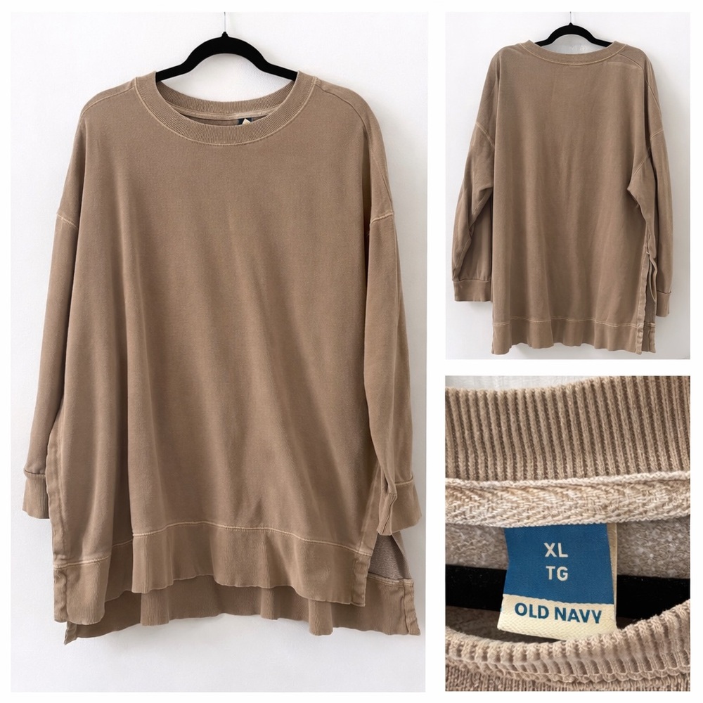🧦 Old Navy Oversized Sweatshirt Tunic – Beige | Size XL